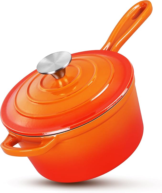 HaSteeL 2 QT Cast Iron Saucepan, Mini Enamel Dutch Oven by HaSteeL