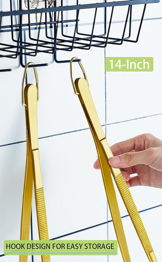 JETKONG 2 Pcs 14-Inch Cooking Tweezers Extra Long Stainless Steel Food Tweezers - Image 6