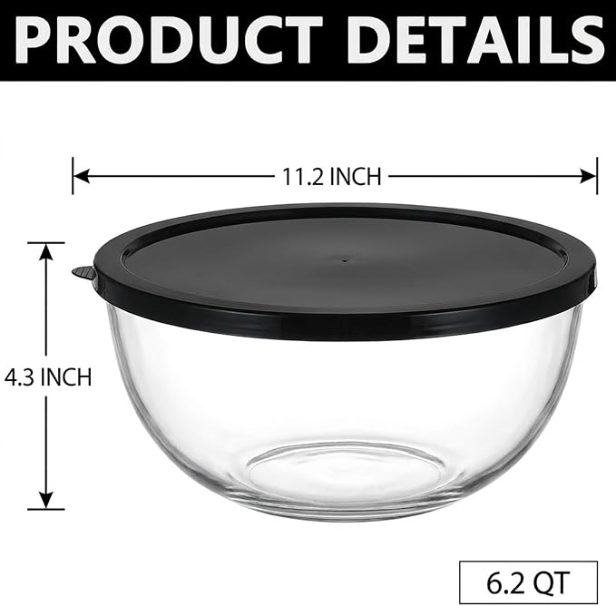 Large Glass Mixing Bowl for Sourdough, 6.2QT - Image 2