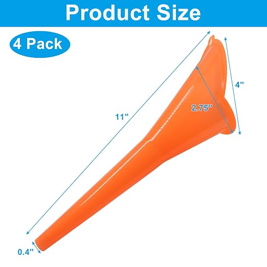4 Pack Plastic Long Neck Oil Funnel, Versatile Liquid Funnel Set - Image 2