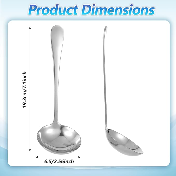 Jeffdad Gravy Ladle, Stainless Steel Sauce Soup Ladles 7.1‘’ Gravy Ladles - Image 2