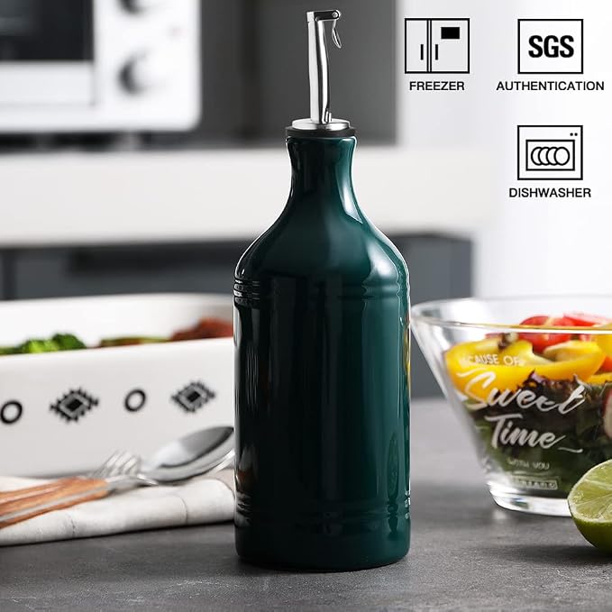 Sweejar Ceramic Olive Oil Dispenser Bottle, Opaque Oil Cruet Protects to Reduce - Image 2