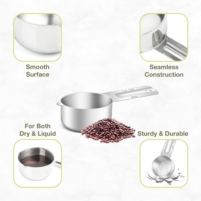 1PCS 1/4Cup Single Measuring Cup, Etched Inner Scale Stainless Steel Measure - Image 5