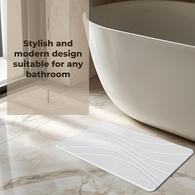 TOSORO - Stone Bath Mat Diatomaceous Earth Shower Mat Non-Slip Super Absorbent - Image 5