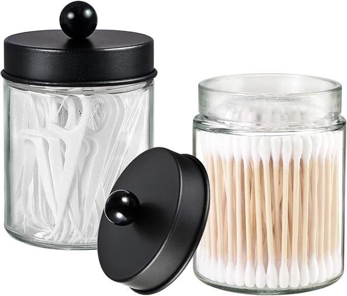 3 Pack Apothecary Jar Canisters Bathroom Vanity Organizer - Image 2