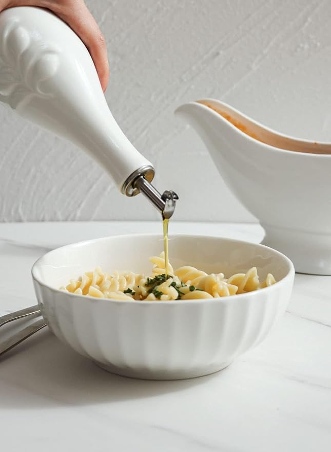 HOMBENE Porcelain Oil and Vinegar Dispenser Set, 11 oz Olive Oil Dispenser - Image 6