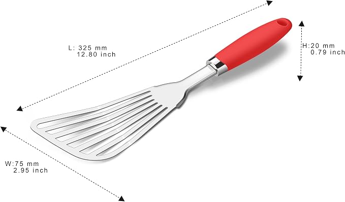 304 Stainless Steel Fish Spatula, Non-Slip Ergonomic Handle Slotted Spatula - Image 6