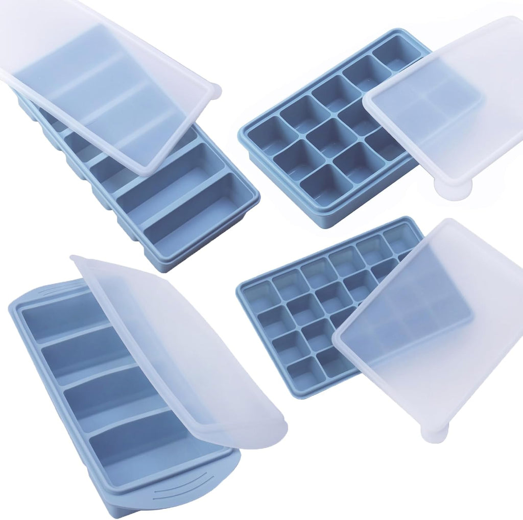 Silicone Freezer Molds Gift Set with 1 Tbsp,2 Tbsp, 1/2, and 1 Cup