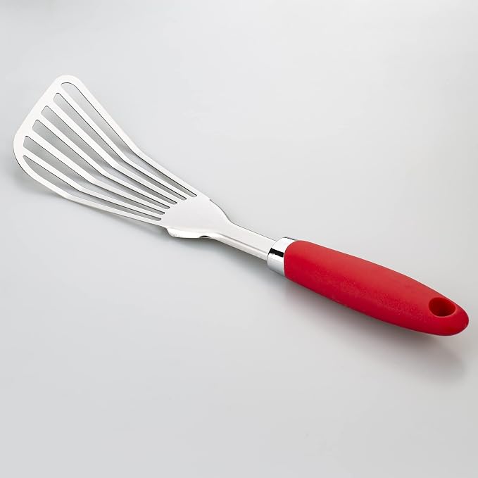304 Stainless Steel Fish Spatula, Non-Slip Ergonomic Handle Slotted Spatula - Image 2