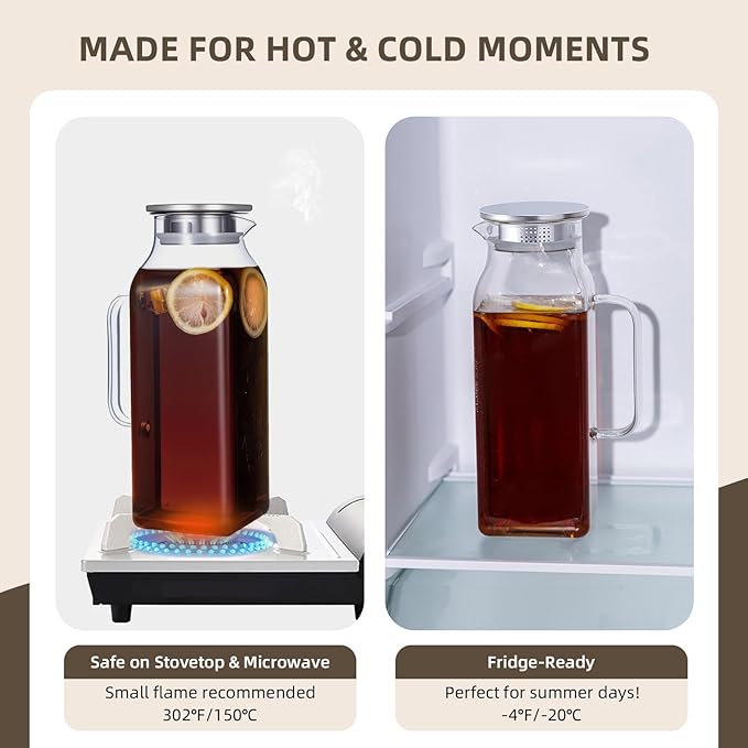 2 Pack Square Glass Water Pitcher - Image 4