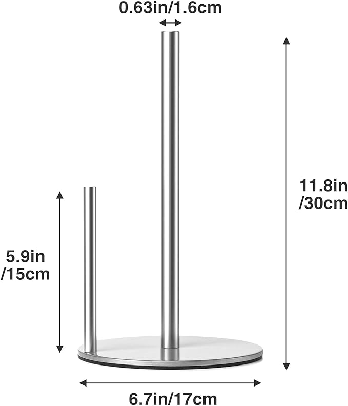 Paper Towel Holder Silver, Premium Stainless Steel Kitchen Roll Dispenser - Image 5