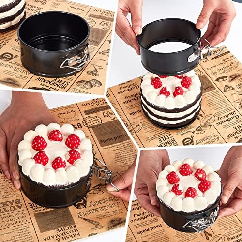 Sunnyray 8 Pcs 4 Inch Springform Pans Mini Cheesecake, Black