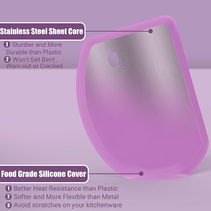 Sapid Silicone Bowl Scraper Flexible Curved Edge, Food Grade Bench Dough Scraper - Image 2