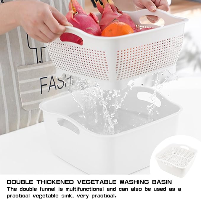 Double-layer Plastic Fruits Vegetable Washing Basket Food Storage Multi-layer - Image 4