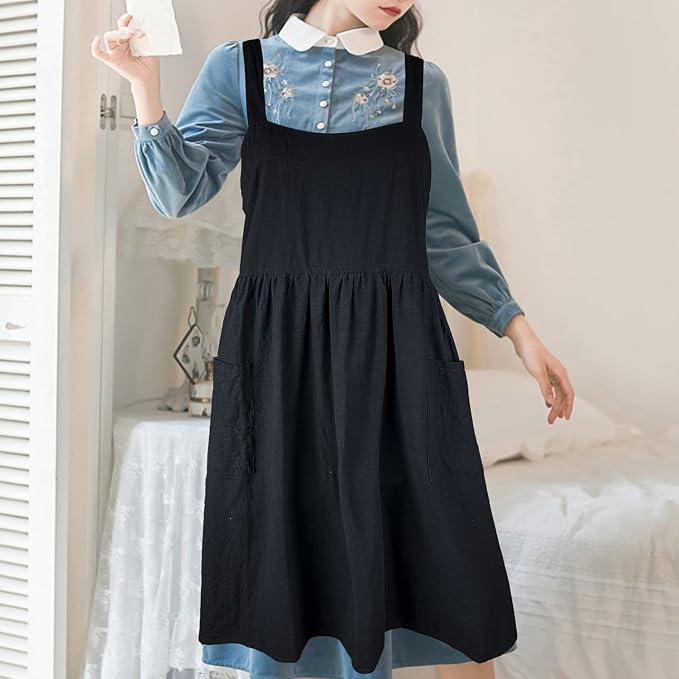 Uaussi Cotton Linen Apron Cross Back Work Apron - Image 6