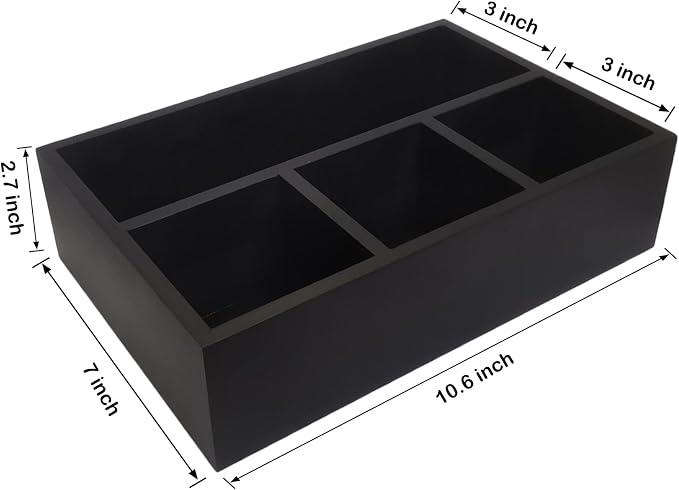 Tea Bag Organizer Wood Black, 4 Compartments Tea Bag Holder, Large Capacity - Image 5