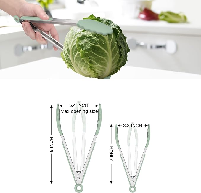 HOTEC Premium 7 & 9 Inch Kitchen Tongs, Stainless Steel Locking Cooking Tongs - Image 8