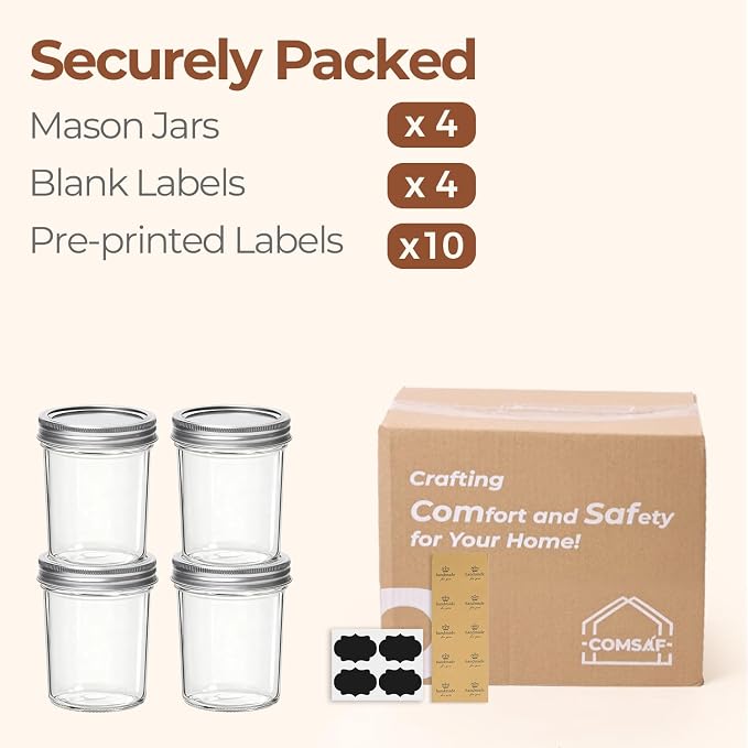 ComSaf Wide Mouth Mason Jars 16 oz - Image 8