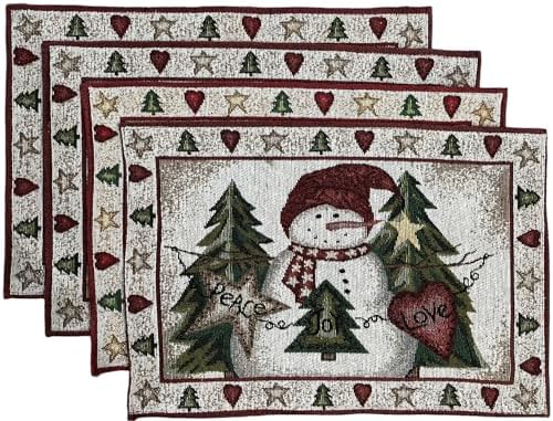 Set of 10, Christmas Tree, Snowman with Peace, Joy, Love Design