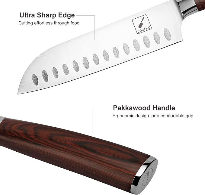 imarku Santoku Knife 7 inch Kitchen Knife Ultra Sharp Asian Knife Japanese Chef - Image 3