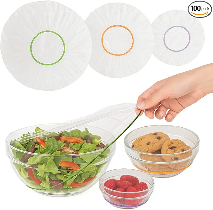 Plastic Bowl Covers, Elastic Reusable Food Covers by KitchenStrong