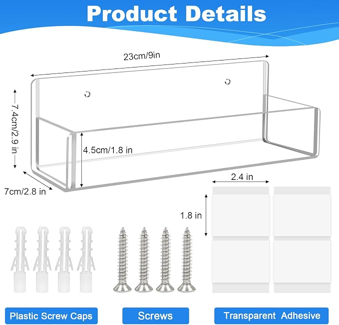 Acrylic Spice Rack Wall Mount-9 Inch, 4 Pack Hanging Seasoning Rack Organizer - Image 3