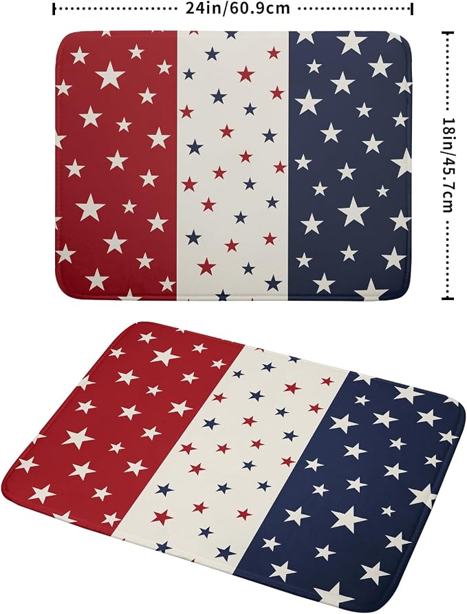 Blue Red White Star July of 4th Patriotic Dish Drying Mat - Image 2