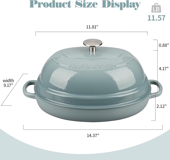 EDGING CASTING Enameled Oval Cast Iron Dutch Oven Pot - Image 2