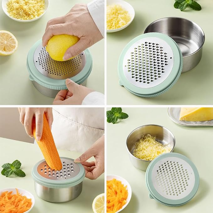 Cheese Grater with Container & Lid, Handheld Grater Bowl - Image 8