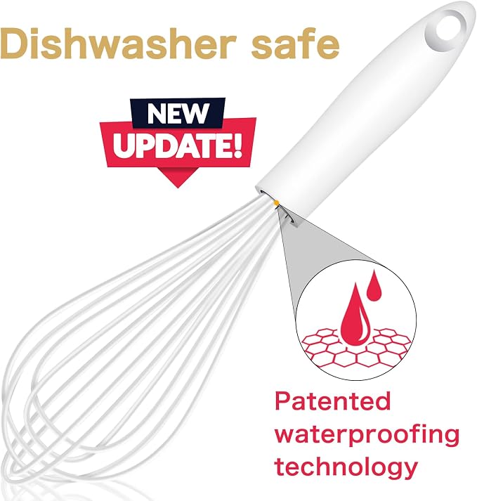 OYV White Silicone Whisk, Sealed Waterproof Design Set of 3, Professional - Image 2