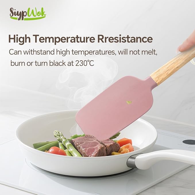 Silicone Spatula Set, Food Grade Rubber Spatula-5 Piece Nonstick Rubber Spatulas - Image 4