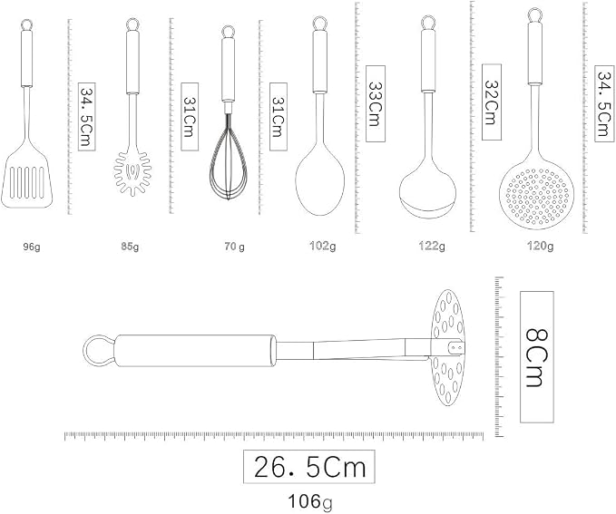 Berglander Cooking Utensil Set 8 Piece, Stainless Steel Kitchen Tool Set - Image 2