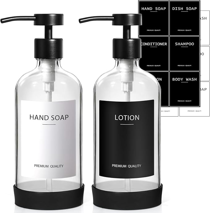 RYTOXILO Clear Soap Dispenser 2 Pack, Glass Soap Dispenser by RYTOXILOBrightenUpYourHome
