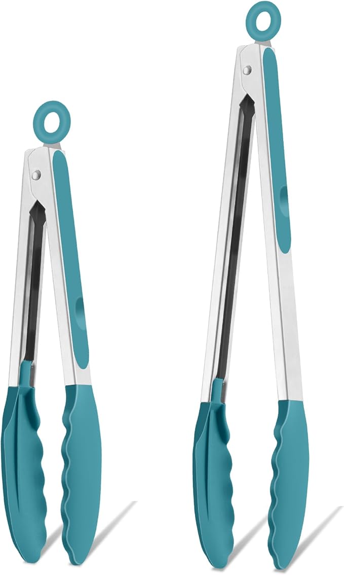 TeamFar Kitchen Tongs, Heat Resistant Silicone Tongs, Locking Design & by TeamFar