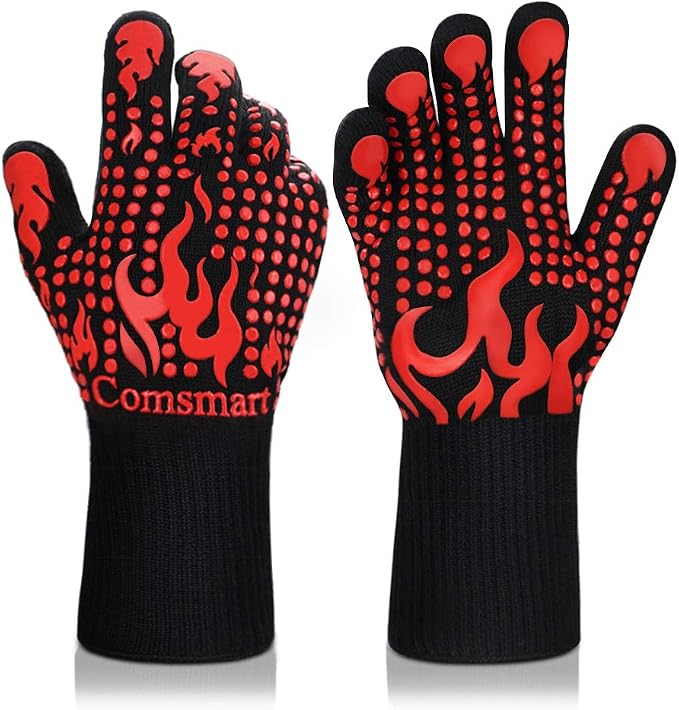 Comsmart BBQ Gloves, 1472 Degree F Heat Resistant Grilling Gloves Silicone by Comsmart