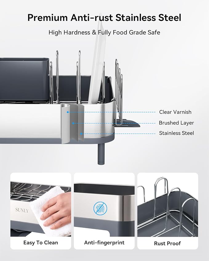 SUNLY Expandable Dish Drying Rack, Versatile Brackets - Image 4