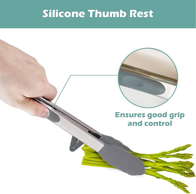 Tongs for Cooking, Food Grade Serving Tongs Set of 3 - Image 3