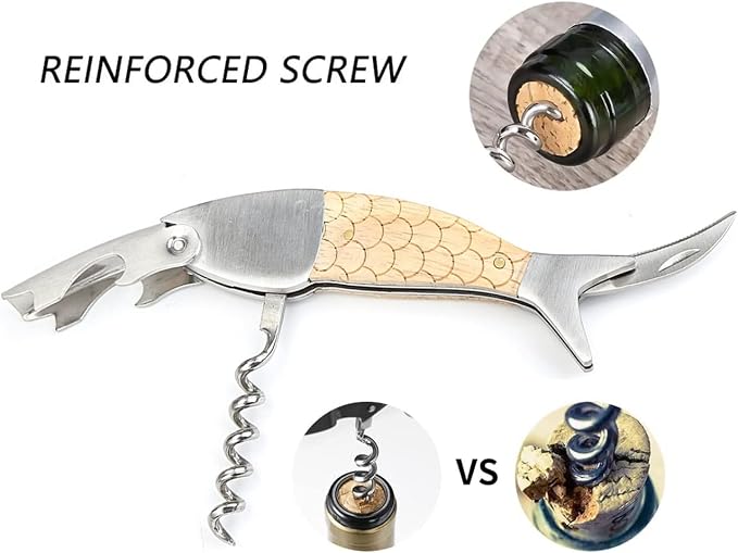 Unique Fish Corkscrew, Professional Waiters Corkscrew Wine Key Bottle Opener - Image 5