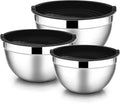 E-far Mixing Bowls with Lids, 6-Piece Stainless Steel Salad Bowls Metal Nesting by E-far