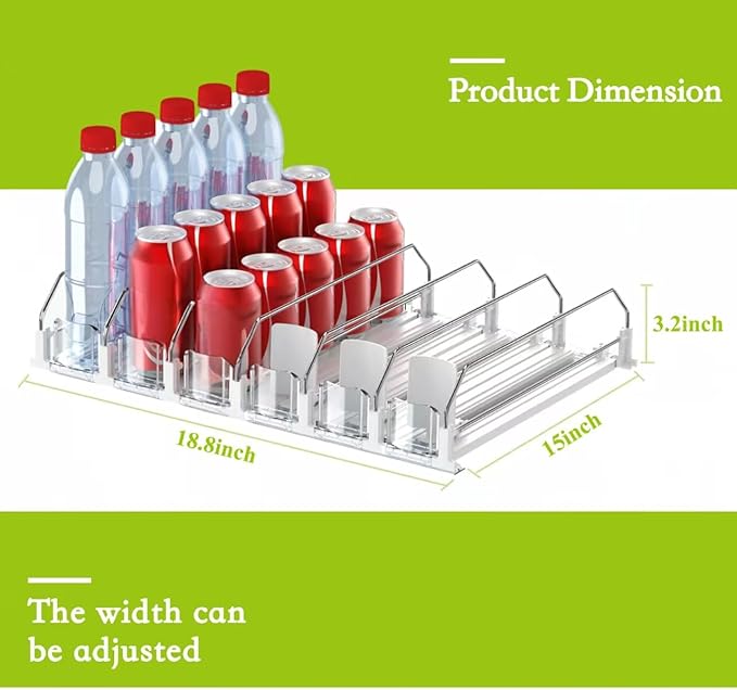 IBORING Drink Organizer for Fridge, Self Pushing Fridge Drink Organizer - Image 4