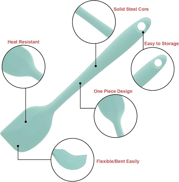 Silicone Spatulas Set, Rubber Spoon Spatula Heat Resistant Spoonula One Piece - Image 5