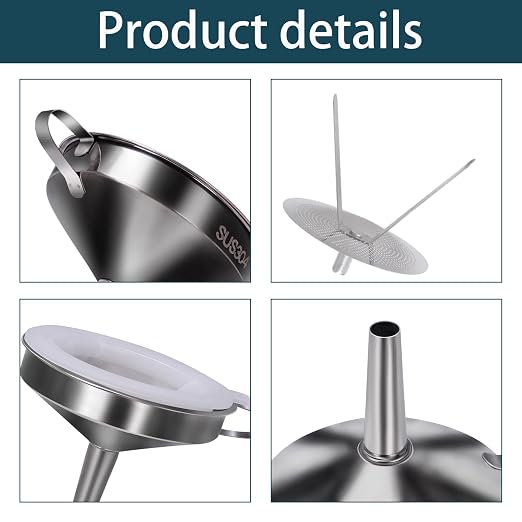 5 in 1 Funnels for Filling Bottles Stainless Steel Small Kitchen Funnel Set for - Image 6