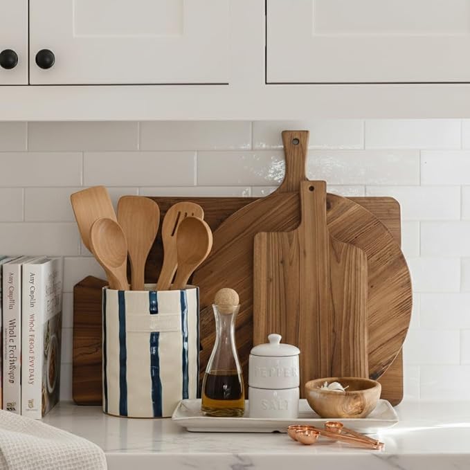 JIEMEI HOME Kitchen Utensil Holder, 7.2" Ceramic Stable Utensil Crock - Image 7