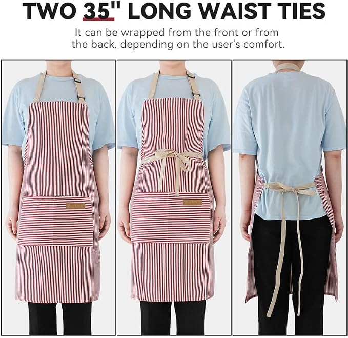 NLUS 2 Pack Kitchen Cooking Aprons, Adjustable Bib Soft Chef Apron - Image 5