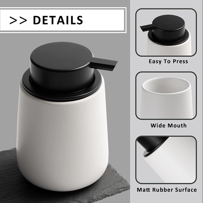 Soap Dispenser Ceramic with Easy-to-Press Pump Hand Lotion Liquid Dispenser - Image 8
