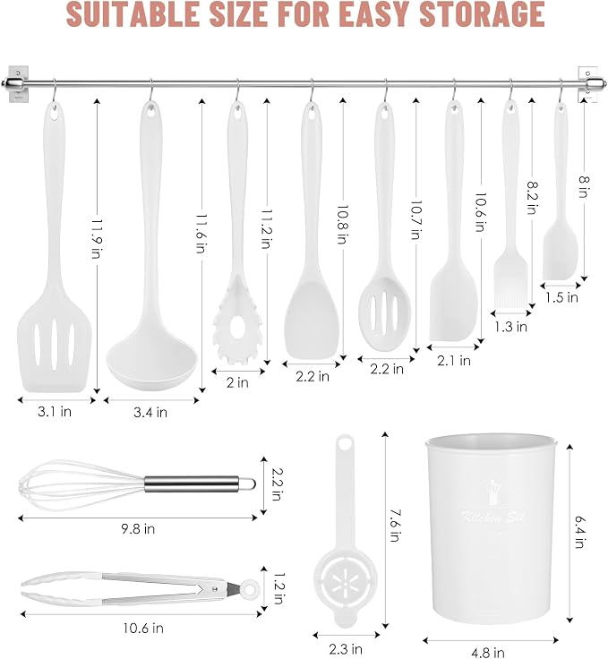 Kitchen Utensils Set-12 Pieces Silicone Cooking Utensils Set 392°F Heat - Image 2