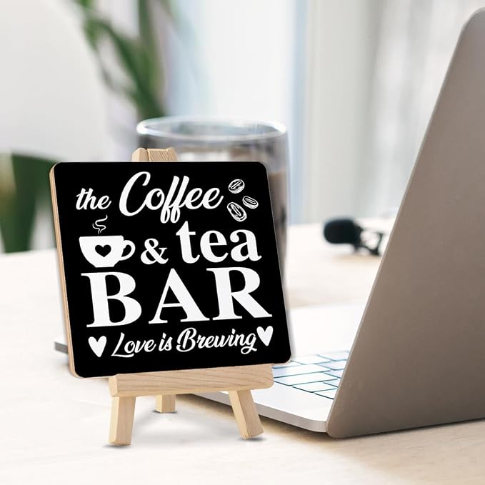 Coffee Bar Decor, Coffee Tea Bar Wood Sign - Image 3