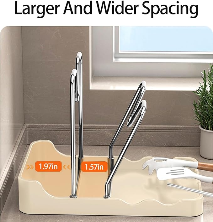 Pot lid Holder And Spoon Rest, 2 Layers Lid And Spoon Rest Pot Lid Organizer - Image 2