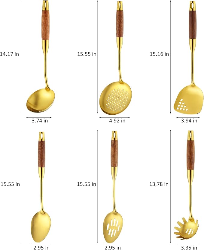 Izurok 18/10 Stainless Steel Kitchen Utensils Set, 6 Piece Cooking Utensils - Image 2