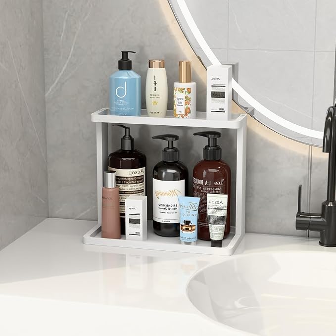 PEKER Bamboo Bathroom Organizer Countertop – Small Vanity Storage Shelf - Image 4